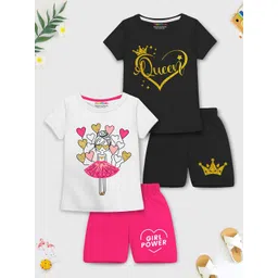 YK X Trampoline Girls Pack Of 2 Graphic Printed T-shirt With Shorts-picture-43