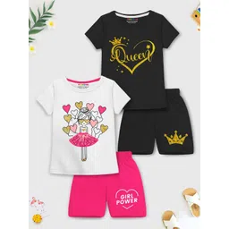 YK X Trampoline Girls Pack Of 2 Graphic Printed T-shirt With Shorts-picture-36