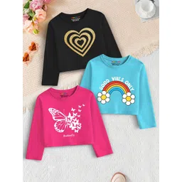 YK X Trampoline Girls Pack of 3 Full Sleeve Graphic Printed Cotton Crop Tops-picture-30