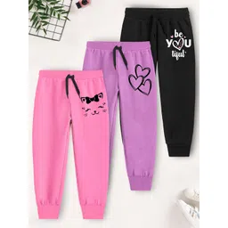 YK X Trampoline Girls Pack Of 3 Graphic Printed Cotton Joggers-picture-31