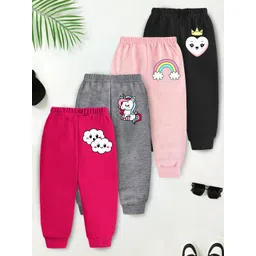 YK X Trampoline Girls Pack Of 4 Graphic Printed Winter Lounge Joggers-image-7