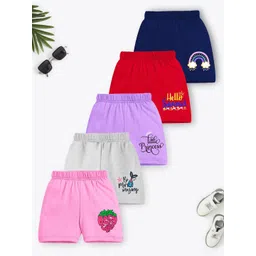 YK X Trampoline Girls Pack of 5 Graphic Printed Mid-Rise Cotton Shorts-picture-16