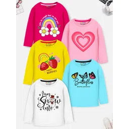 YK X Trampoline Girls Pack of 5 Graphic Printed Round Neck Cotton T-shirts-picture-26