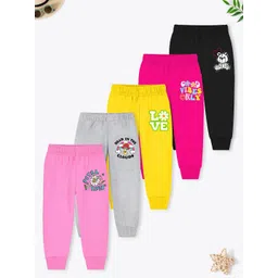 YK X Trampoline Girls Pack Of 5 Printed Cotton Mid Rise Joggers-picture-31