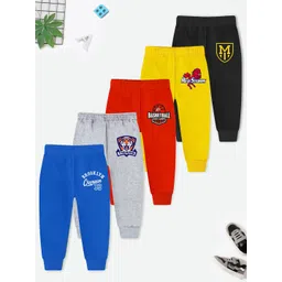 YK X Trampoline Infants Pack Of 5 Printed Pure Cotton Mid-Rise Joggers-picture-37