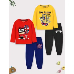 YK X Trampoline Kids Pack Of 2 Graphic Printed Night suits-picture-54
