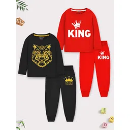 YK X Trampoline Kids Pack Of 2 Graphic Printed Night suits-picture-57
