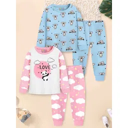 YK X Trampoline Kids Pack of 2 Printed Pure Cotton Night suits-picture-38