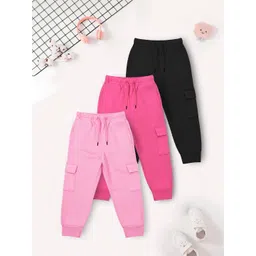 YK X Trampoline Kids Pack Of 3 Cotton Mid-Rise Cargo Joggers-picture-56