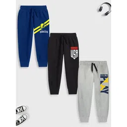 YK X Trampoline Kids Pack Of 3 Printed Cotton Mid Rise Joggers-picture-24
