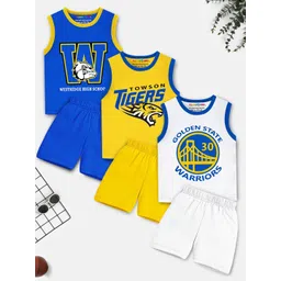 YK X Trampoline Kids Pack Of 3 Typography Printed T-shirt With Shorts-picture-31