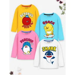 YK X Trampoline Kids Pack of 4 Cartoon Printed Cotton Tshirts-picture-46