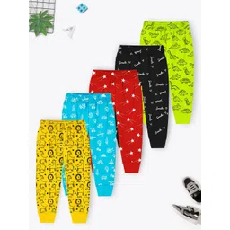 YK X Trampoline Kids Pack Of 5 Printed Cotton Joggers-picture-35