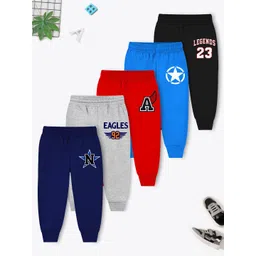 YK X Trampoline Kids Pack Of 5 Printed Cotton Mid Rise Joggers-picture-14