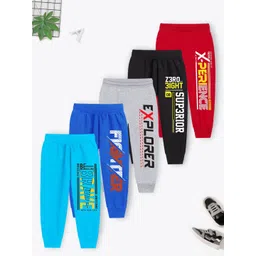 YK X Trampoline Kids Pack of 5 printed Cotton Mid-Rise Joggers-picture-33