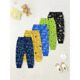 YK X Trampoline Kids Pack Of 5 Printed Mid-Rise Lounge Joggers-picture-49