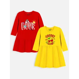 YK X Trampoline Pack of 2 Graphic Print A-Line Dress image 1