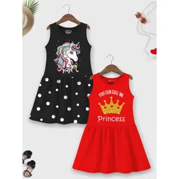 YK X Trampoline Pack of 2 Graphic Print Cotton A-Line Dress-picture-12