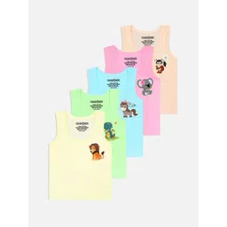 YK X Trampoline Pack Of 5 Boys Printed Cotton Innerwear Vests-picture-15