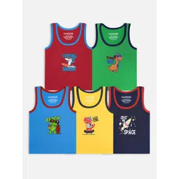 YK X Trampoline Pack Of 5 Boys Printed Cotton Innerwear Vests-picture-16