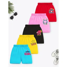 YK X Trampoline Pack Of 5 Girls Graphic Printed Mid-Rise Cotton Shorts-picture-11