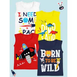 YK Boy Pack Of 4 Printed Sleeveless Cotton T-shirt-picture-34