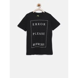 YK Boys Black Typography Printed Round Neck T-shirt-picture-48