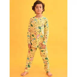 YK Boys Dinosaur Printed Pure Cotton T-shirt & Pyjama Night suit-picture-35