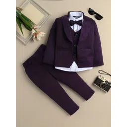 YK Boys Embellished Shawl Collar 3 Piece Party Suit Set With Bow-picture-11