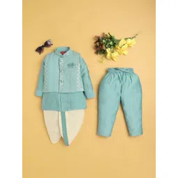 YK Boys Embroidered Mandarin Collar Sherwani Set-picture-19