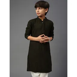 YK Boys Ethnic Motif Chikankari Embroidered Straight Kurta image 1