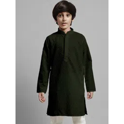 YK Boys Ethnic Motifs Embroidered Chikankari Cotton Kurta-picture-23