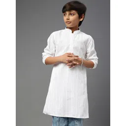 YK Boys Ethnic Motifs Embroidered Chikankari Cotton Kurta-picture-19