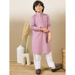 YK Boys Ethnic Motifs Embroidered Regular Chikankari Kurta with Patiala-picture-24