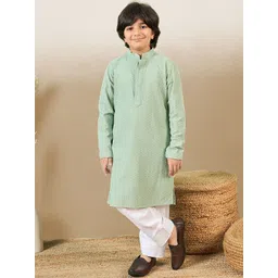 YK Boys Ethnic Motifs Embroidered Regular Chikankari Kurta with Patiala-picture-25
