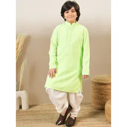 YK Boys Ethnic Motifs Embroidered Regular Chikankari Kurta with Patiala-picture-27