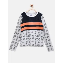 YK Boys Grey Melange & Navy Allover Printed T-shirt-picture-18