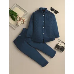 YK Boys Jacquard Geometric Circular Motifs 2-Piece Blazer & Trouser Suit Set-picture-54