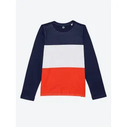 YK Boys Navy Blue & White Colourblocked Striped T-shirt-picture-19