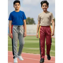 YK Boys Pack Of 2 Colourblocked Mid Rise Track Pants-picture-53