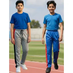 YK Boys Pack Of 2 Colourblocked Mid Rise Track Pants-picture-32