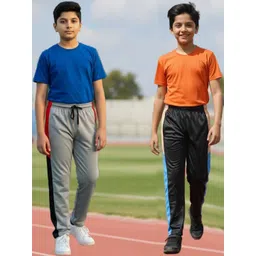 YK Boys Pack Of 2 Colourblocked Mid Rise Track Pants-picture-19