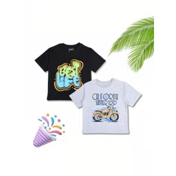 YK Boys Pack Of 2 Printed Cotton Round Neck Tshirts-picture-33