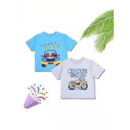 YK Boys Pack Of 2 Printed Cotton Round Neck Tshirts-picture-28