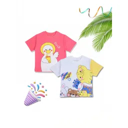 YK Boys Pack Of 2 Printed Cotton Round Neck Tshirts-picture-58