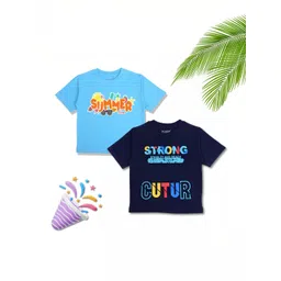 YK Boys Pack Of 2 Printed Cotton Round Neck Tshirts-picture-55