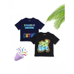 YK Boys Pack Of 2 Printed Cotton Round Neck Tshirts-picture-14