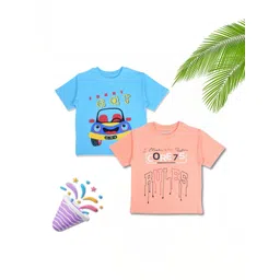 YK Boys Pack Of 2 Printed Cotton Round Neck Tshirts-picture-56