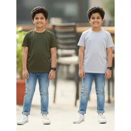 YK Boys Pack of 2 Pure Cotton Round Neck Half Sleeves T-shirt-picture-26