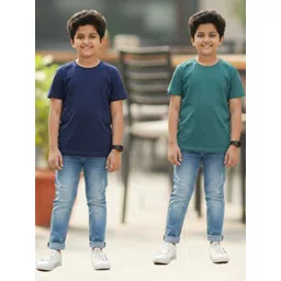 YK Boys Pack of 2 Pure Cotton Round Neck Half Sleeves T-shirt-picture-52